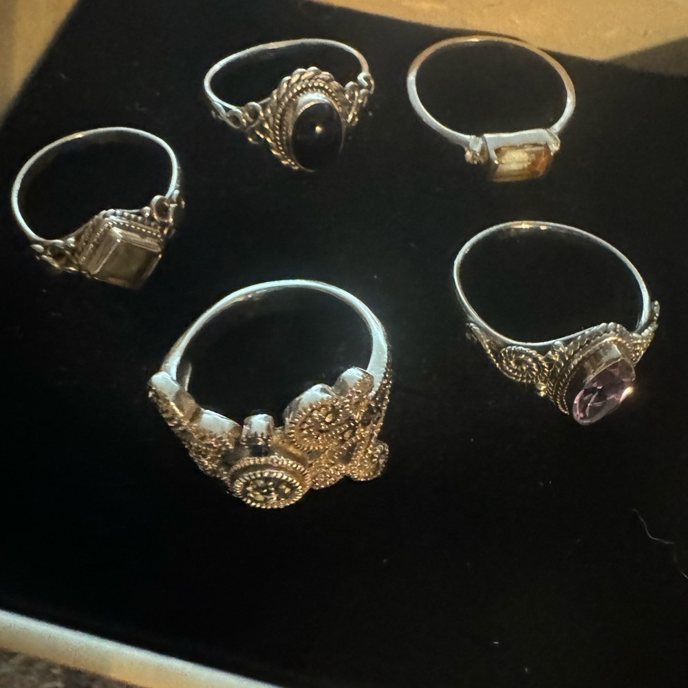 5 Sterling Silver Rings between 6.5 - 7 inches in Size